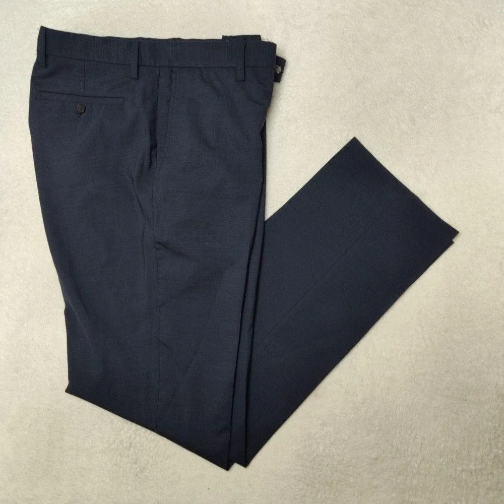 Banana Republic Pants Mens 33x34 Blue Slim Flat Front Dress Marzotto Wool Suit